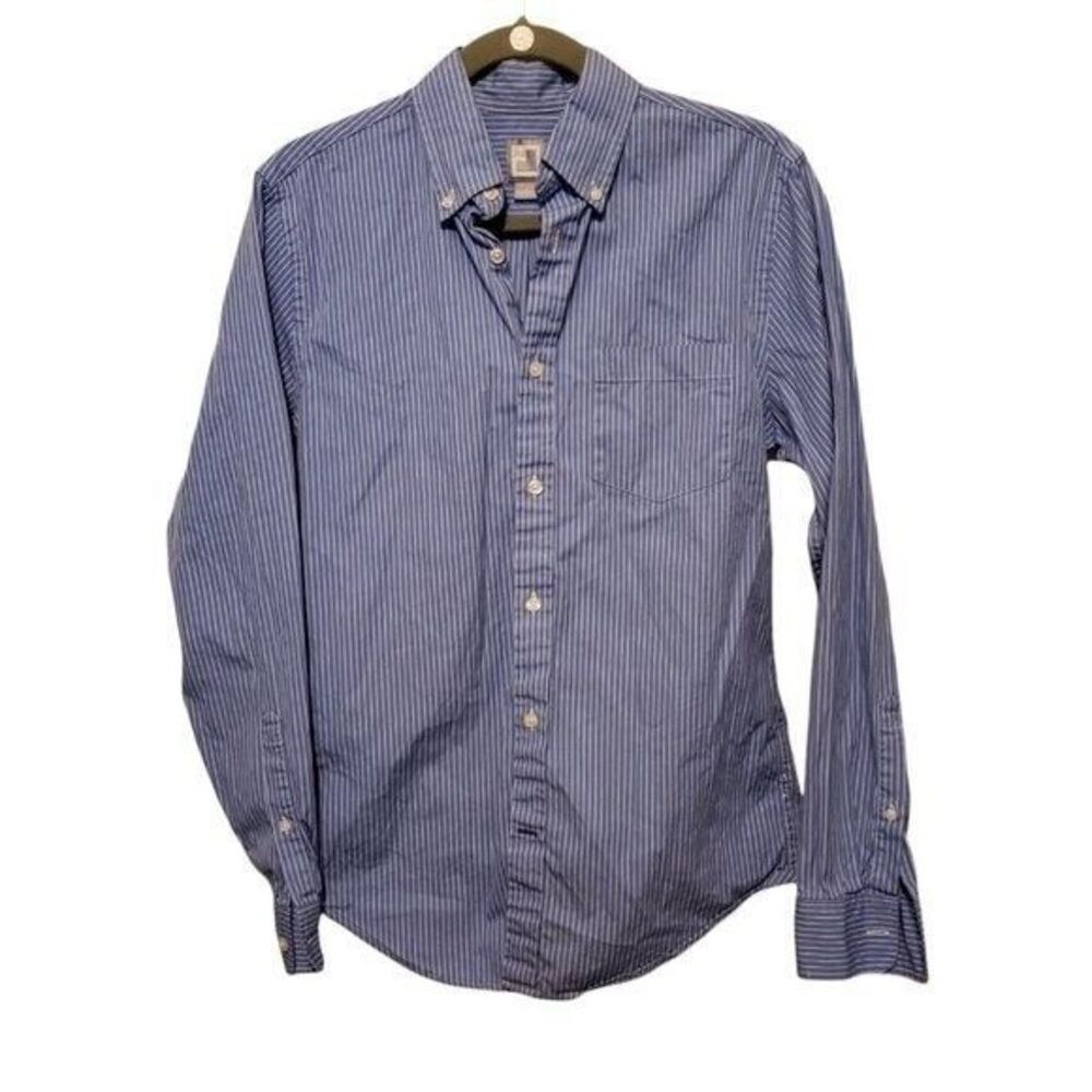JCP Womens Sz S Blue White Striped Long Sleeve Button Down Blouse